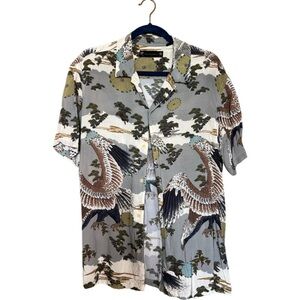 ALLSAINTS Decent Short Sleeve Eagle Print Button Up Shirt